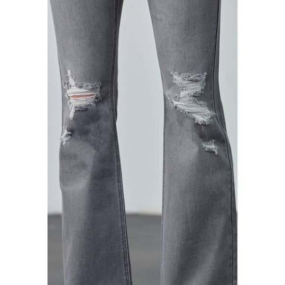PRICE DROP Opal Light Grey Mid-Rise Flare Jeans - Picture 10 of 11